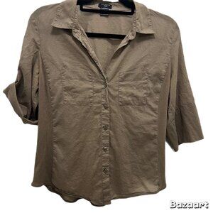 Vintage Ann Taylor Women's Button-Down Cotton Blouse - Size 12P